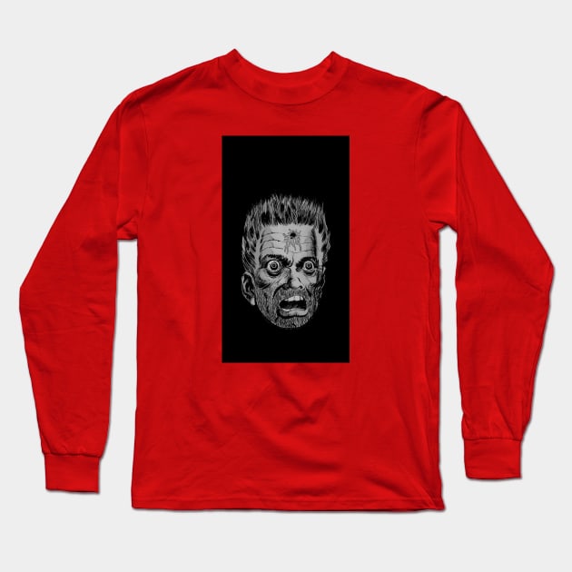 HEAD SHOT HORROR (B&W Phone) Long Sleeve T-Shirt by AtomicMadhouse